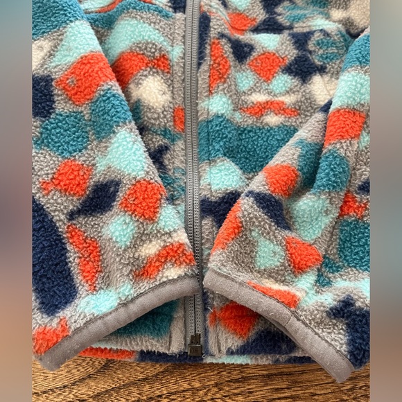 LL Bean boys size 8 fish hooded fleece jacket coat with hood long sleeve zip up - Picture 3 of 6